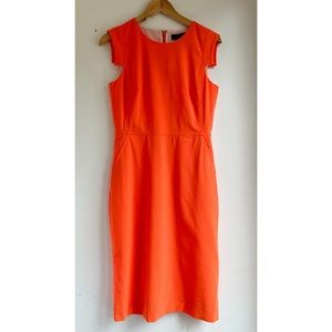 NWT J.Crew Resume Stretch Wool Sheath Dress Neon Orange 4